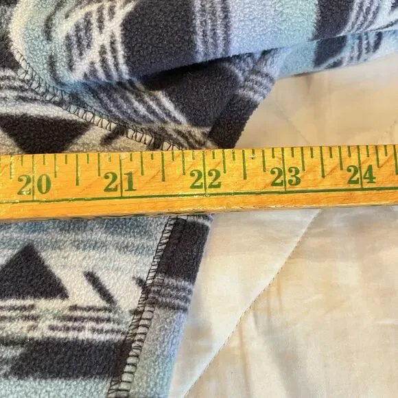 Eddie Bauer Quest Fleece Blue Aztec 1/4 Zip Pullover Sweater Medium - Picture 8 of 9